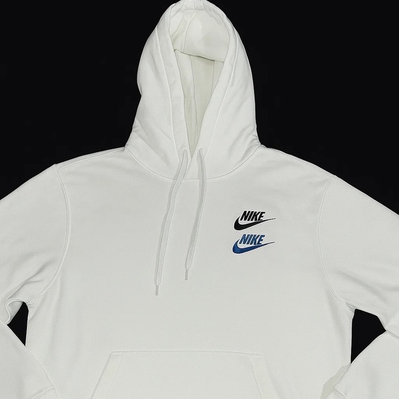 Nike White Pullover Hoodie with Multicolor Logo Prints Size Medium - Picture 1 of 1